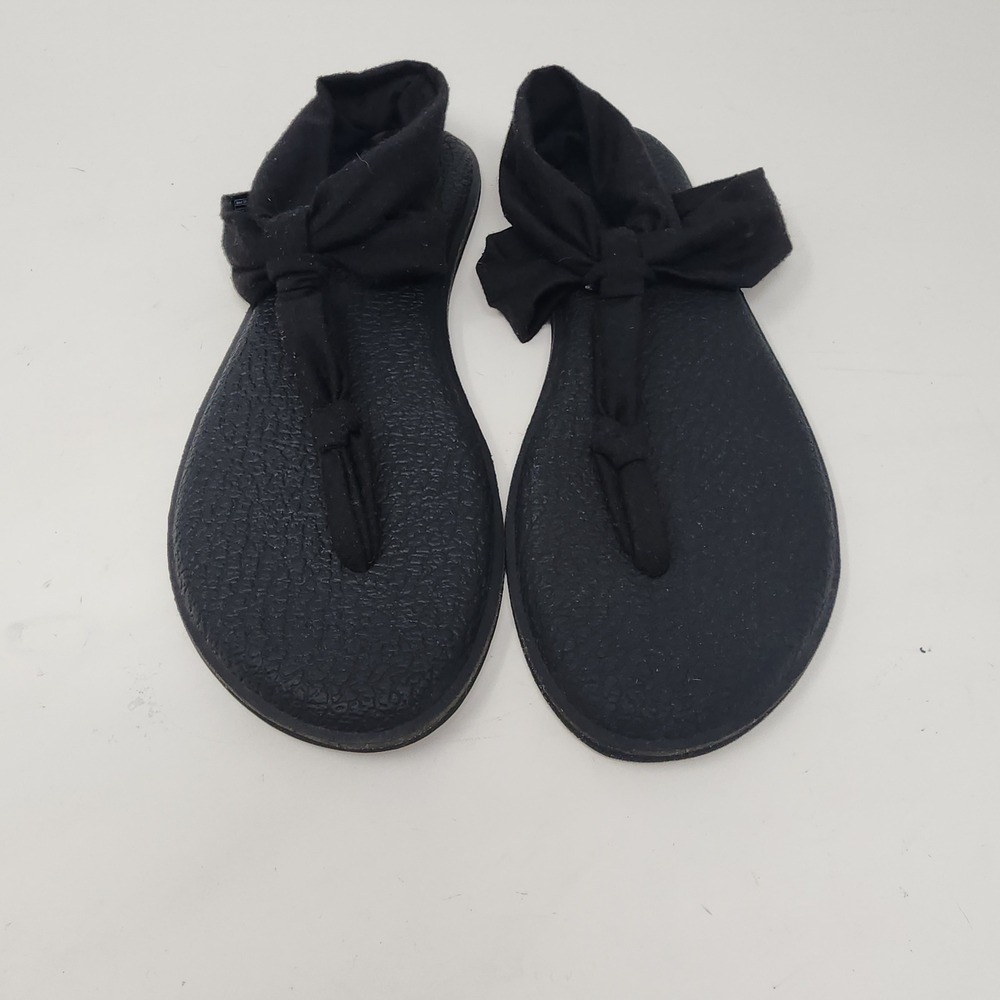 Sanuk Yoga Sling 2 Sandals Womens 7 Black Stretch Knit Yoga Mat Flip Flops